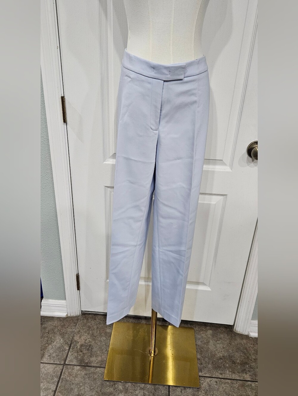 Anne Klein Pale Blue Straight-Leg Dress Pants
